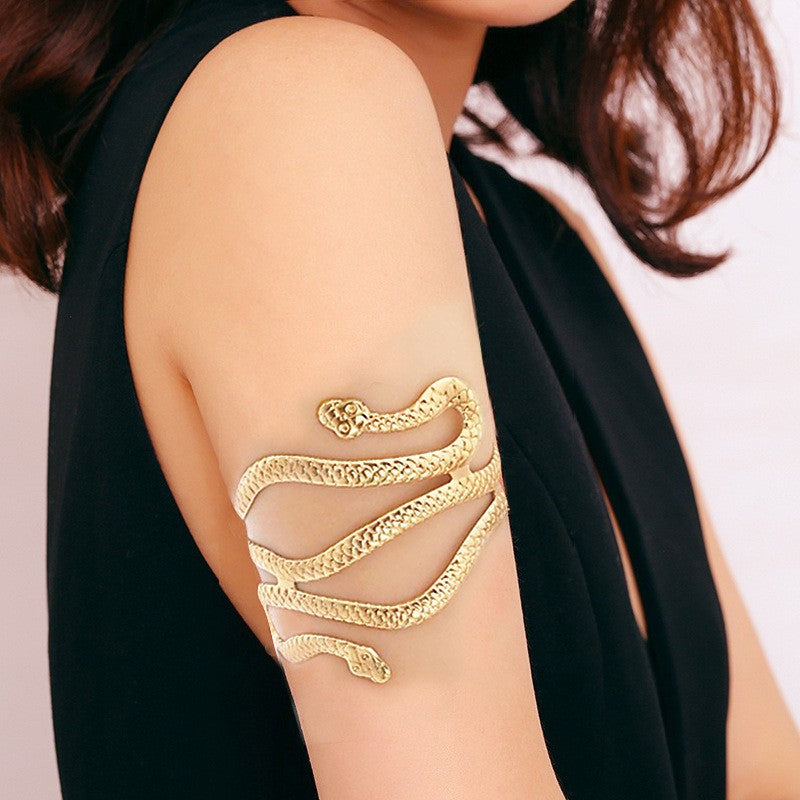 Personality Snake Head Armband Adjustable Metal Exaggerated Opening Snakelike Bracelet