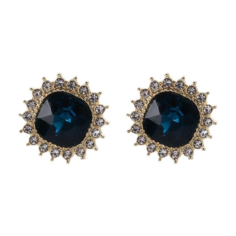 Women Crystal Blue Square Gemstone Earring | Earring | Wiccan Center