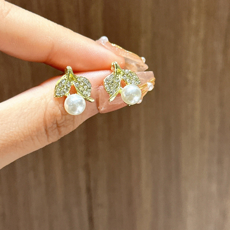 Rhinestone Small Leaf Stud Earrings | Earring | Wiccan Center