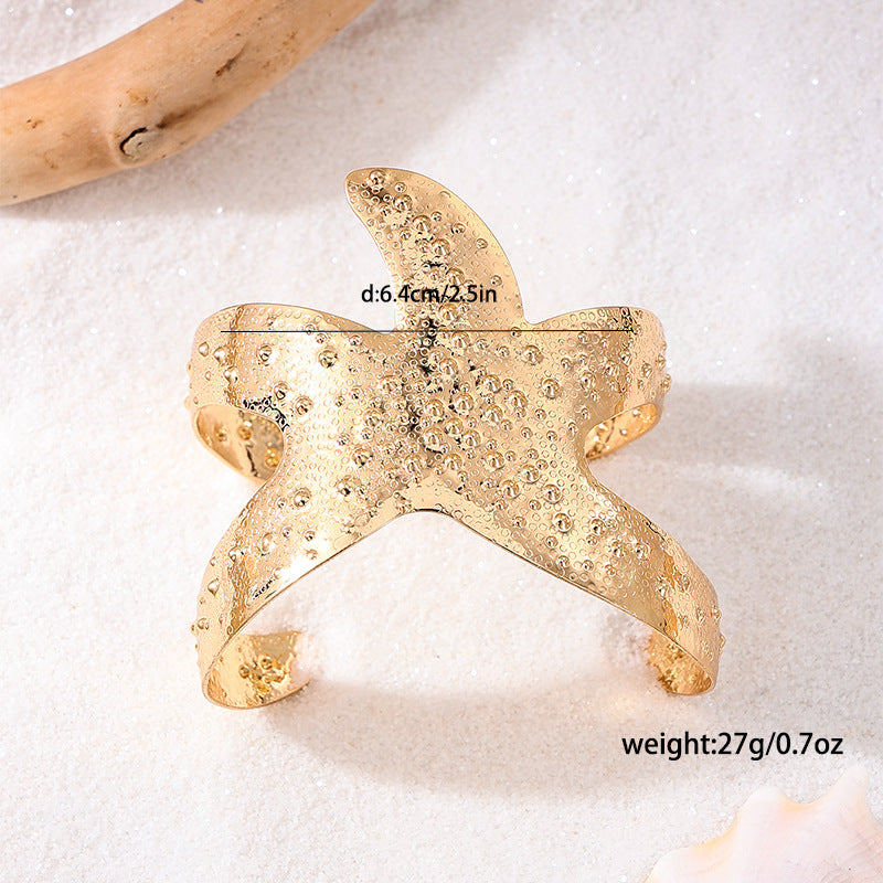 French Retro Metal Creativity Pentagram Geometry Iron Starfish Style Fashionable Bracelet