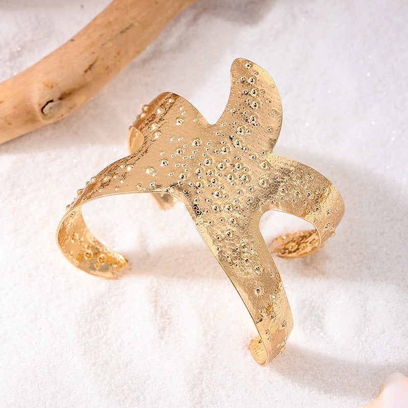 French Retro Metal Creativity Pentagram Geometry Iron Starfish Style Fashionable Bracelet
