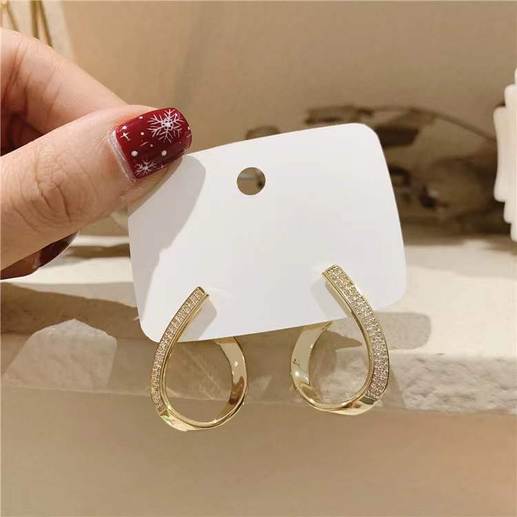Geometric Rhinestone Twisted Simple Drop Studs Earrings | Earring | Wiccan Center