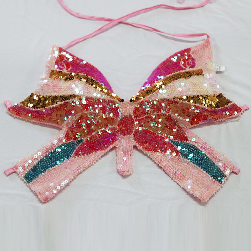 Sequined Performance Show Top Belly Dance Sequined Butterfly Bra DS Nightclub Stage Sequined Butterfly Top | | Wiccan Center