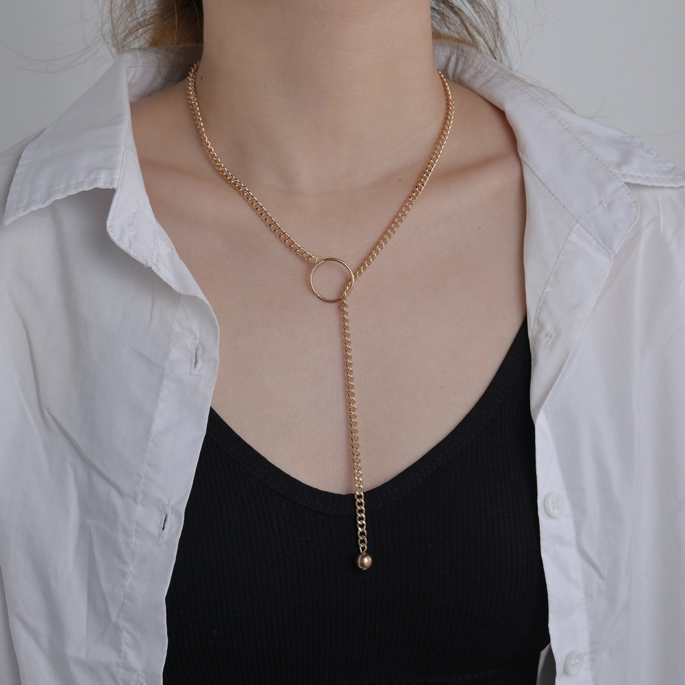 Drop Tassel Choker Necklace Long Thin Chain | necklace | Wiccan Center