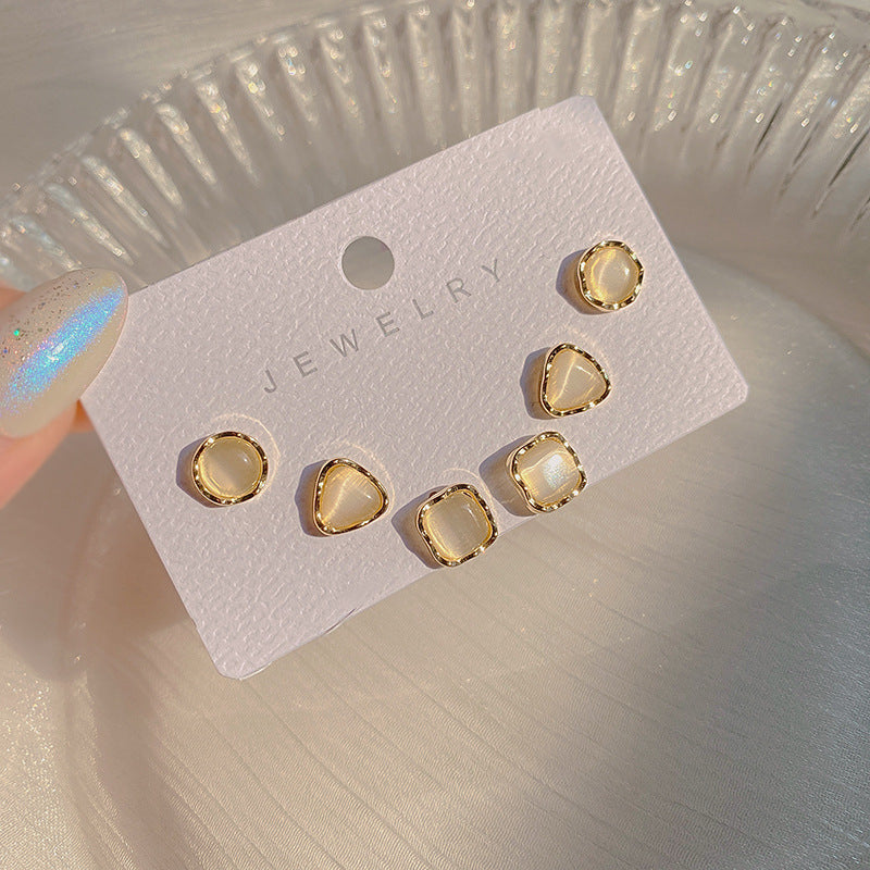 Opal Geometric Stud Earring Set | Earring | Wiccan Center