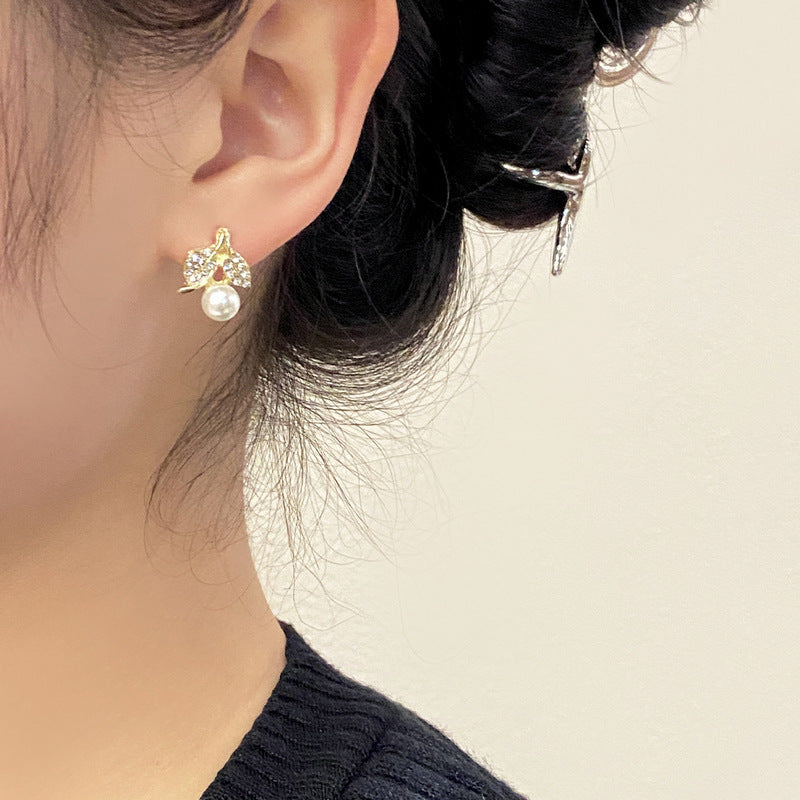 Rhinestone Small Leaf Stud Earrings | Earring | Wiccan Center
