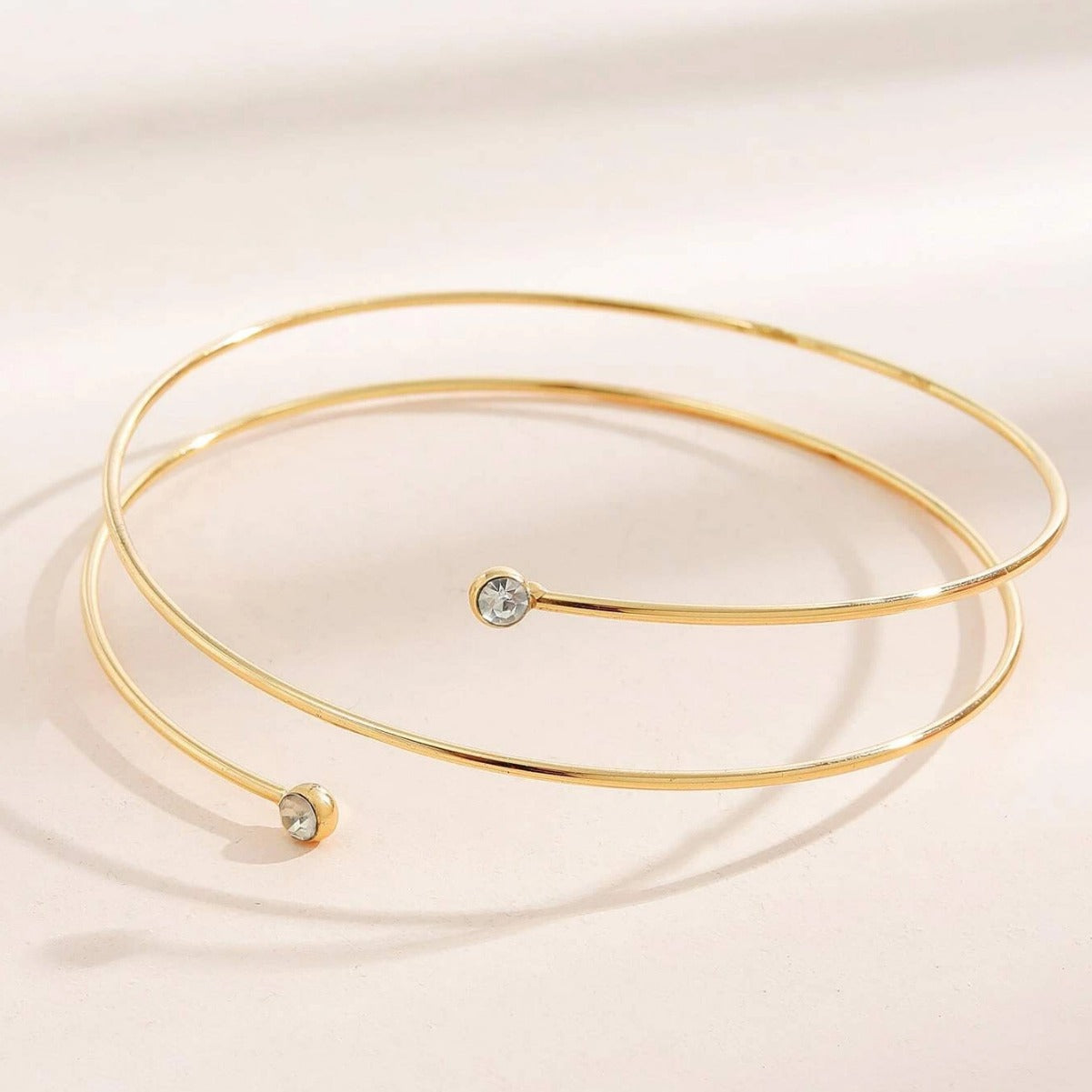 Metal Gem Spiral Diamond Armband Golden Bracelet