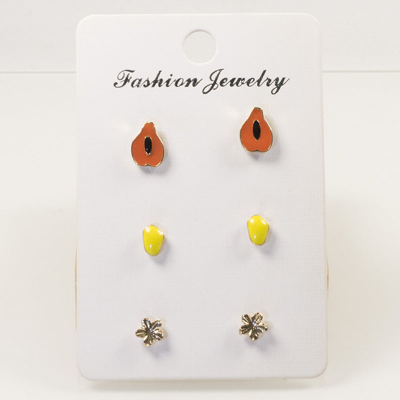 Cartoon fruit stud earrings set | Earring | Wiccan Center