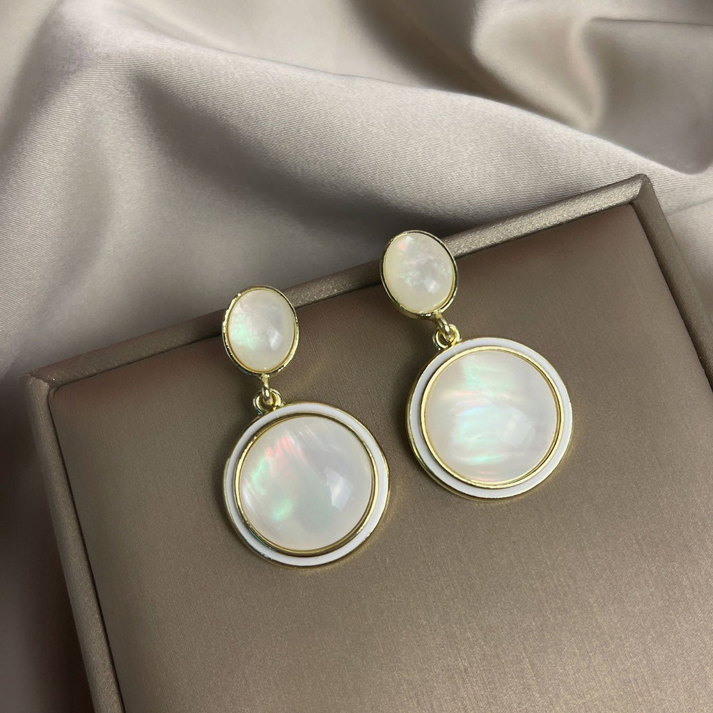 Double Layer Opal round Earrings | Earring | Wiccan Center