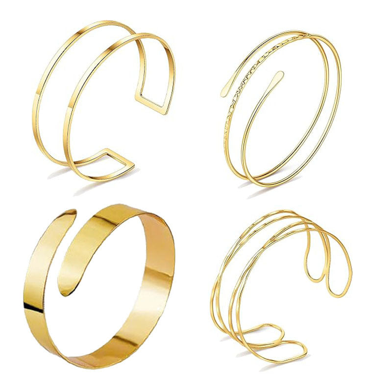 Women's Open Armband Gold Sier Personality Flattening Bracelet | Bracelet | Wiccan Center