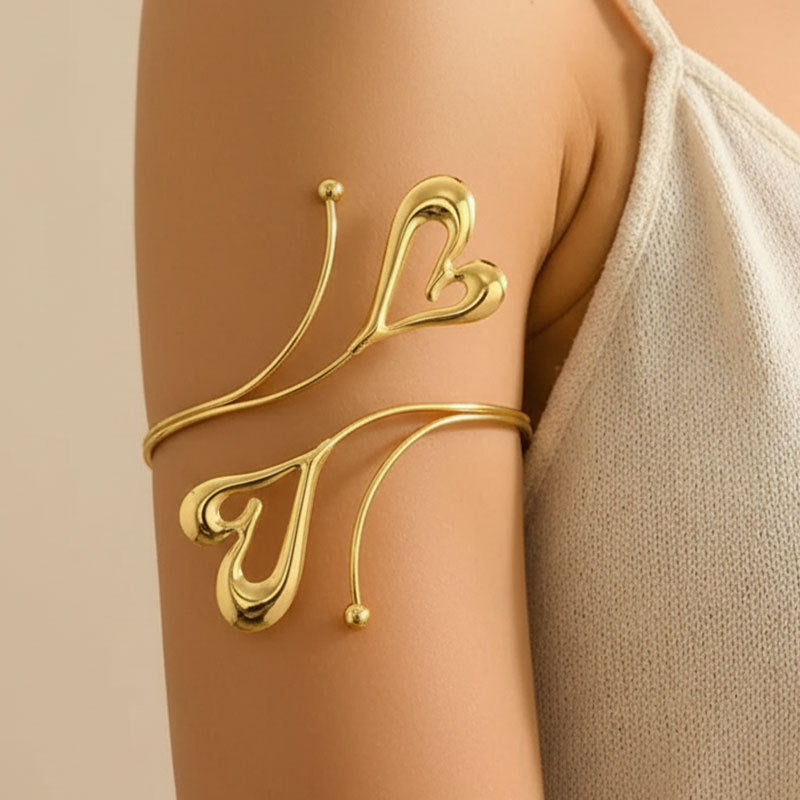 Personality Exaggerated Two Loving Heart With Opening Bracelet