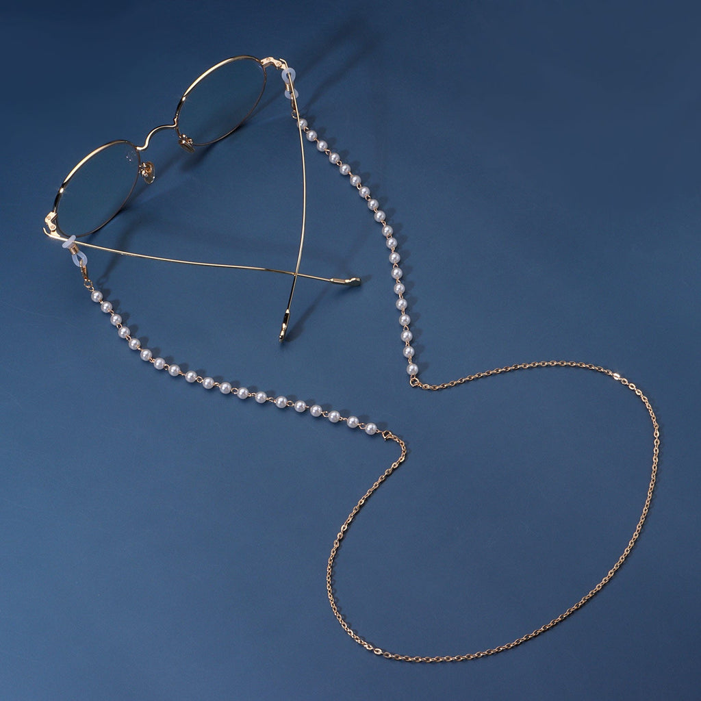 White Pearl Metal Gold Sunglasses Chain | Body Jewelry | Wiccan Center