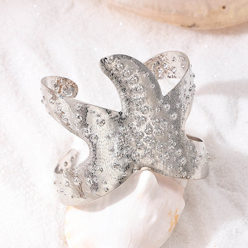 French Retro Metal Creativity Pentagram Geometry Iron Starfish Style Fashionable Bracelet
