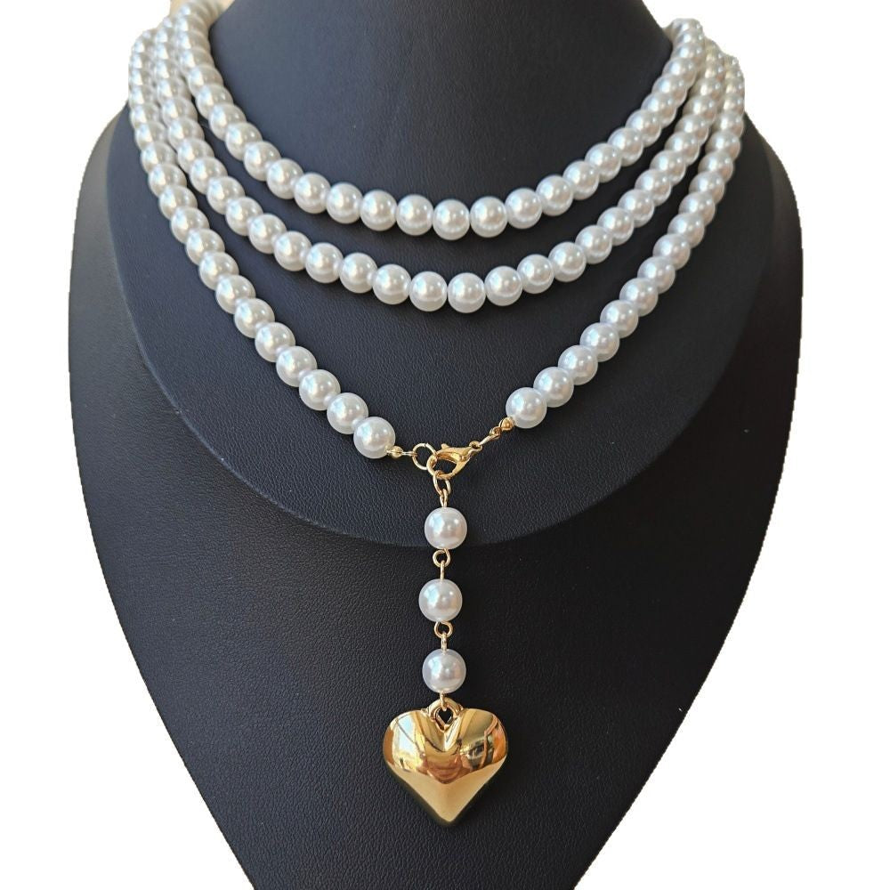 Bohemia Multilayer Long Pearl Chain Necklace Love Heart Pendant | necklace | Wiccan Center