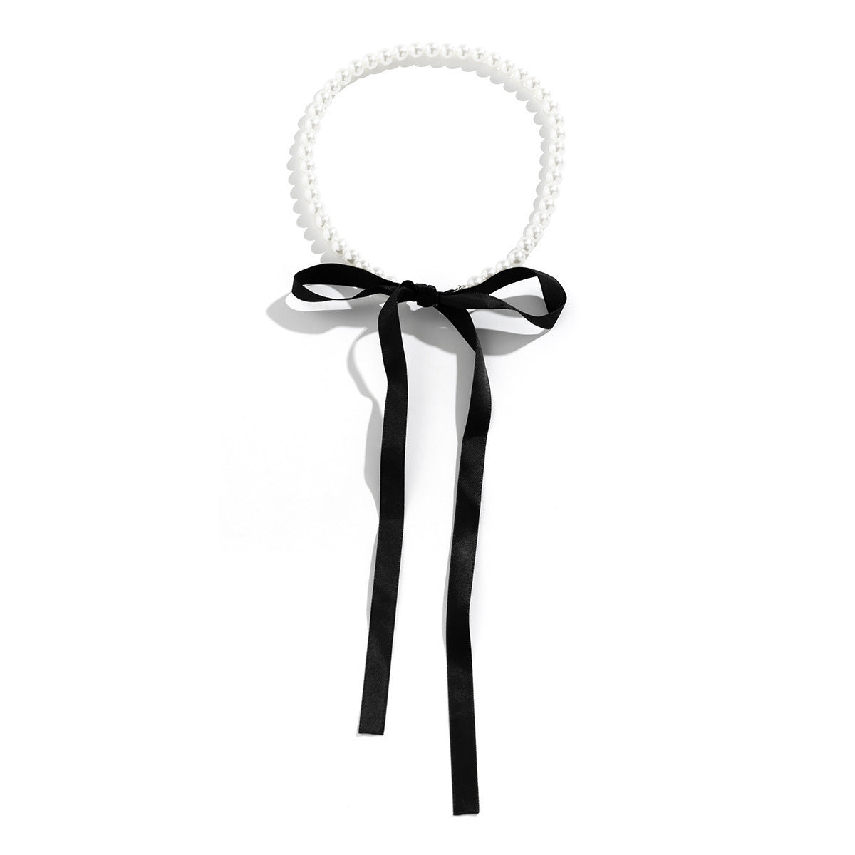 Long Bow Collarbone Chain Necklace DIY Lace up Velvet Pearl Necklace | necklace | Wiccan Center