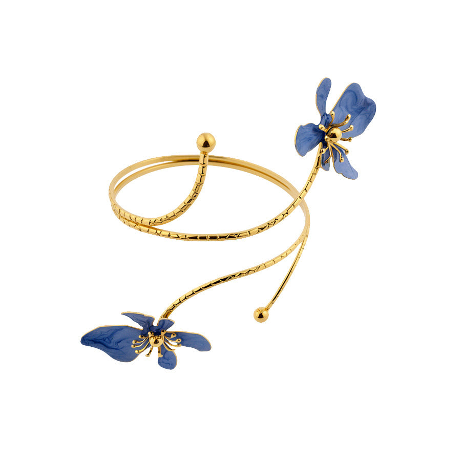 Retro Glaze Flowers Open Armband Color Design Bracelet