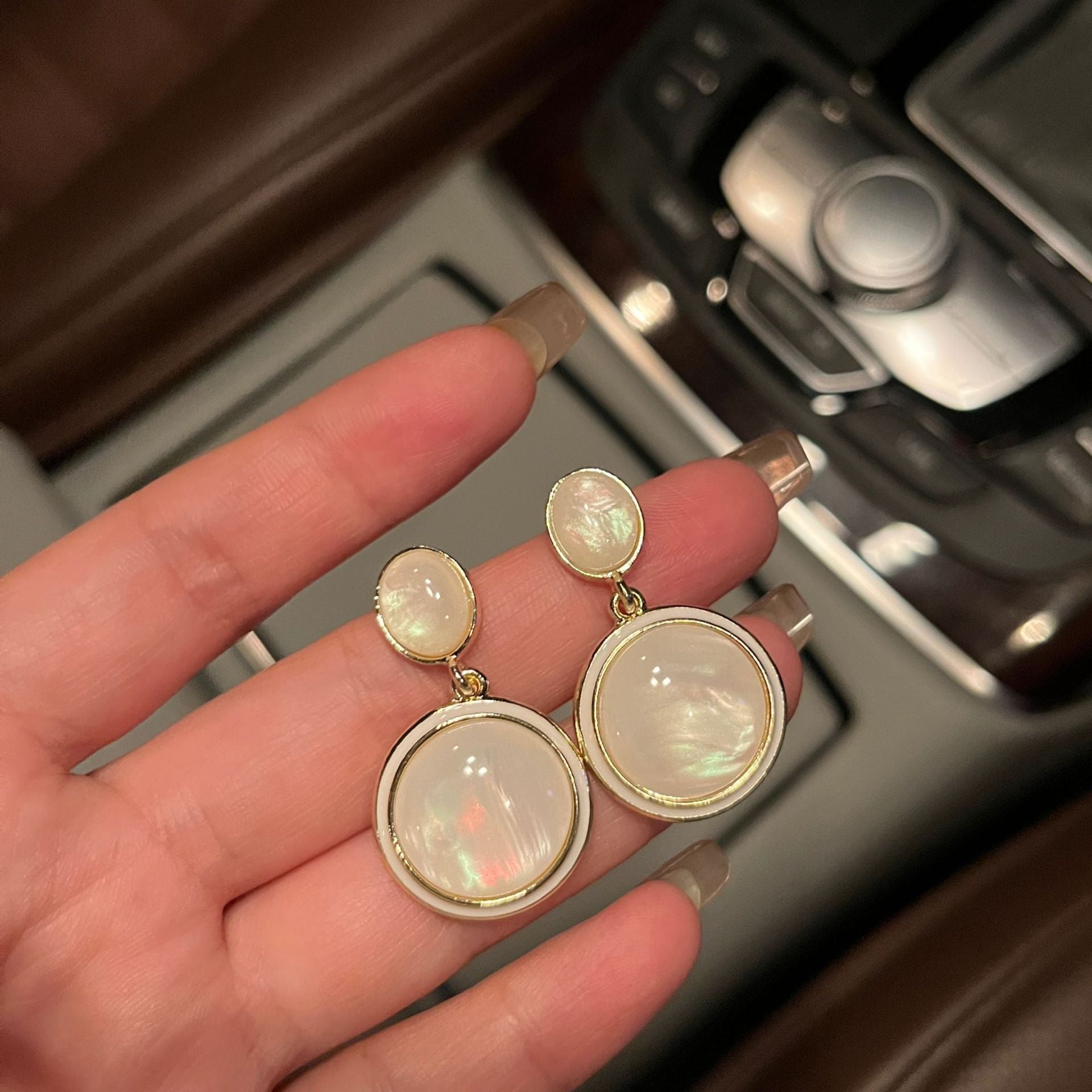 Double Layer Opal round Earrings | Earring | Wiccan Center