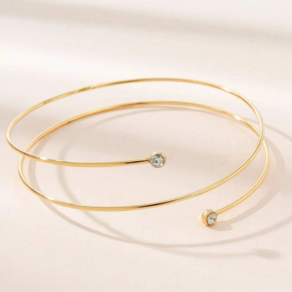 Metal Gem Spiral Diamond Armband Golden Bracelet