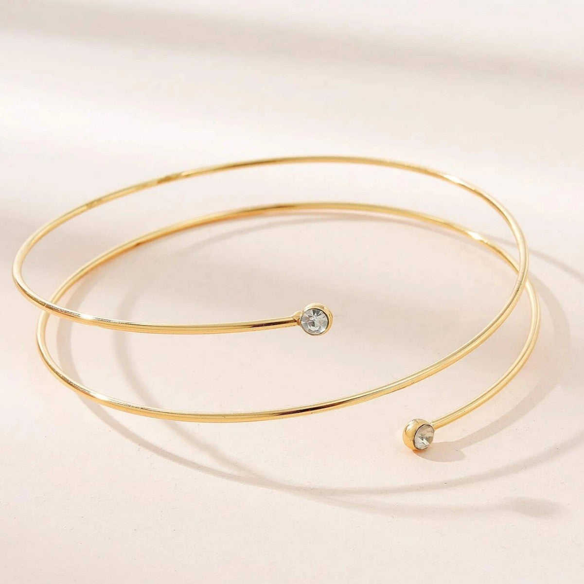 Metal Gem Spiral Diamond Armband Golden Bracelet