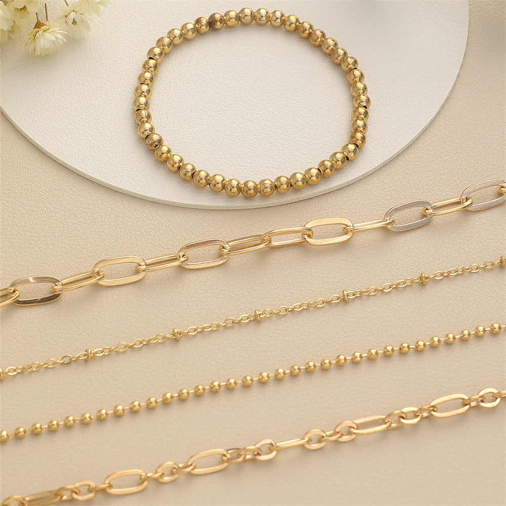 Metallic Beads Chain 5pcs Bracelet Set | Bracelet | Wiccan Center