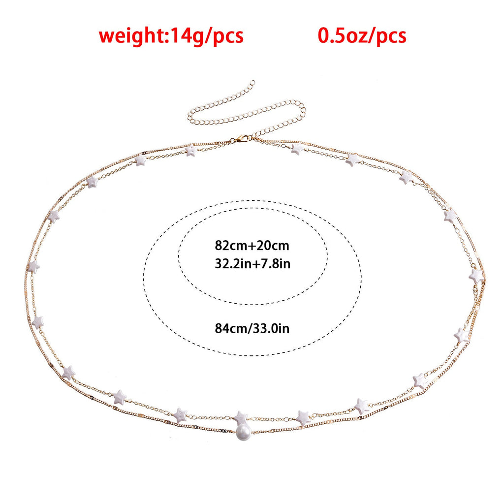 Hip Hop Metallic Pearl Star Layer Belly Waist Chain Jewelry | Body Jewelry | Wiccan Center