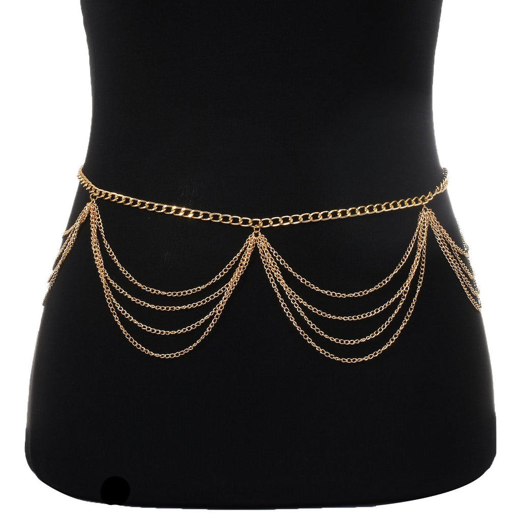 Sexy Beach Bikini Thin Belly Chain Simple Geometric Exaggerated Fringe Waist Chain Jewelry | Body Jewelry | Wiccan Center