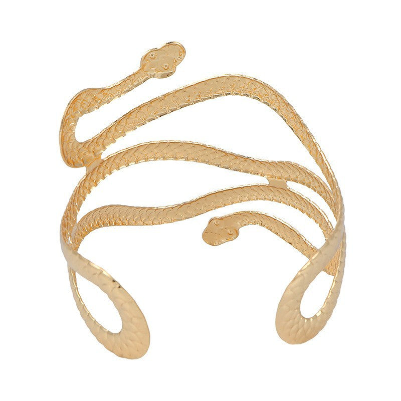 Personality Snake Head Armband Adjustable Metal Exaggerated Opening Snakelike Bracelet