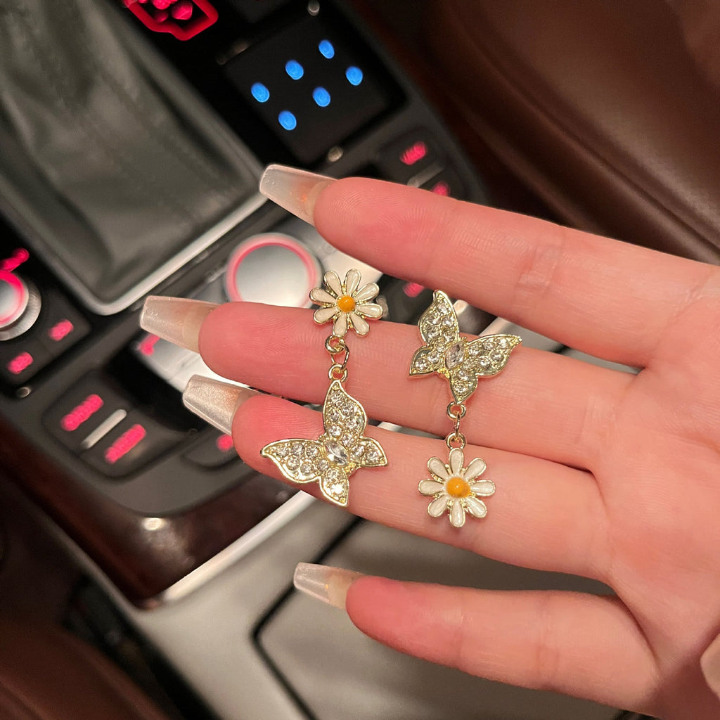 Flower Rhinestone Butterfly Stud Earring | Earring | Wiccan Center
