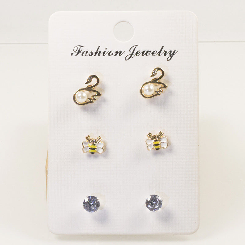 Swan Bee Stud Earrings Set | Earring | Wiccan Center
