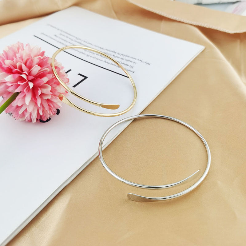 Women's Open Armband Gold Sier Personality Flattening Bracelet