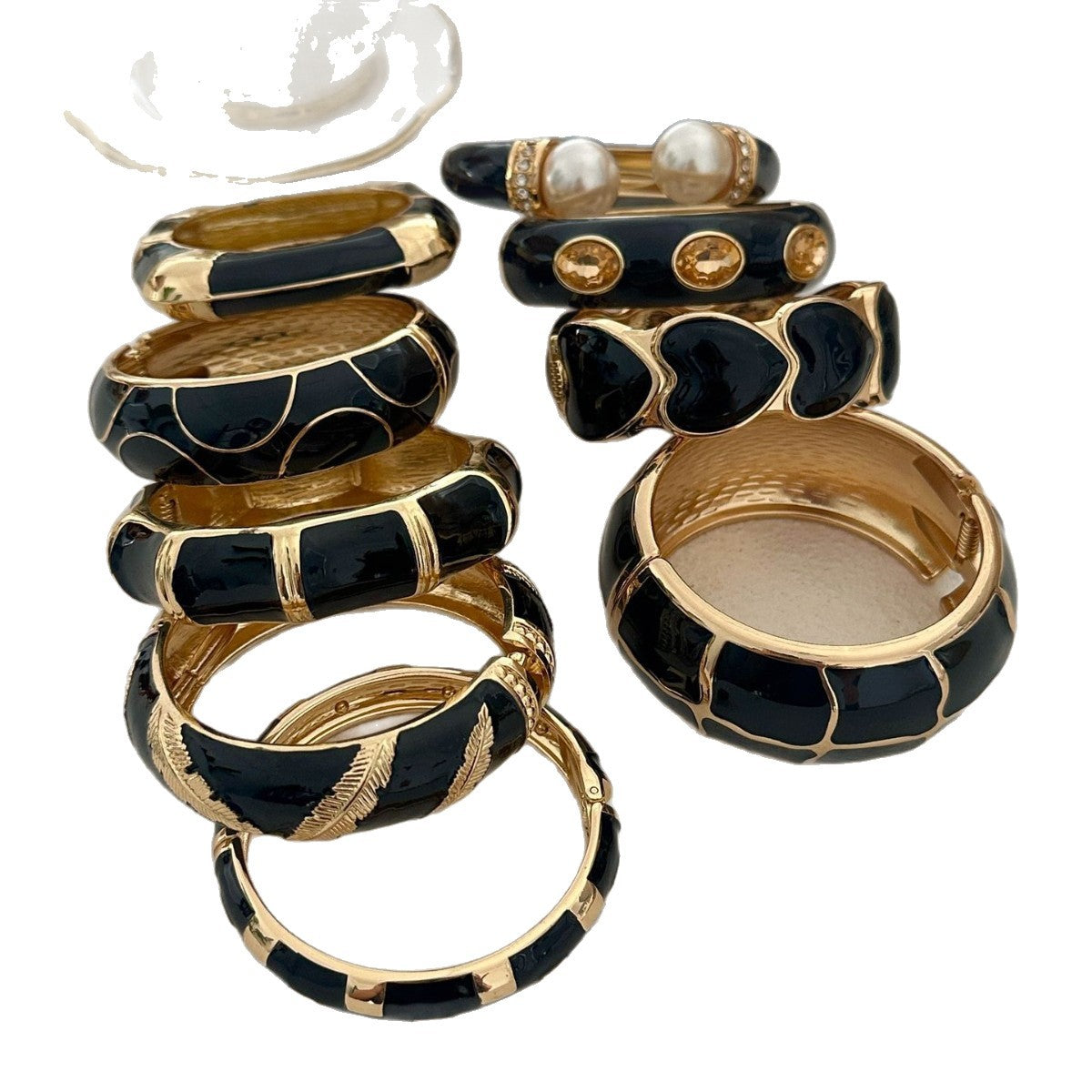 Women's Dripping Oil Open-ended Light Luxury Wave Bamboo Joint Twin Alloy Bracelets