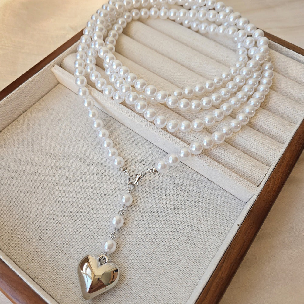 Bohemia Multilayer Long Pearl Chain Necklace Love Heart Pendant | necklace | Wiccan Center