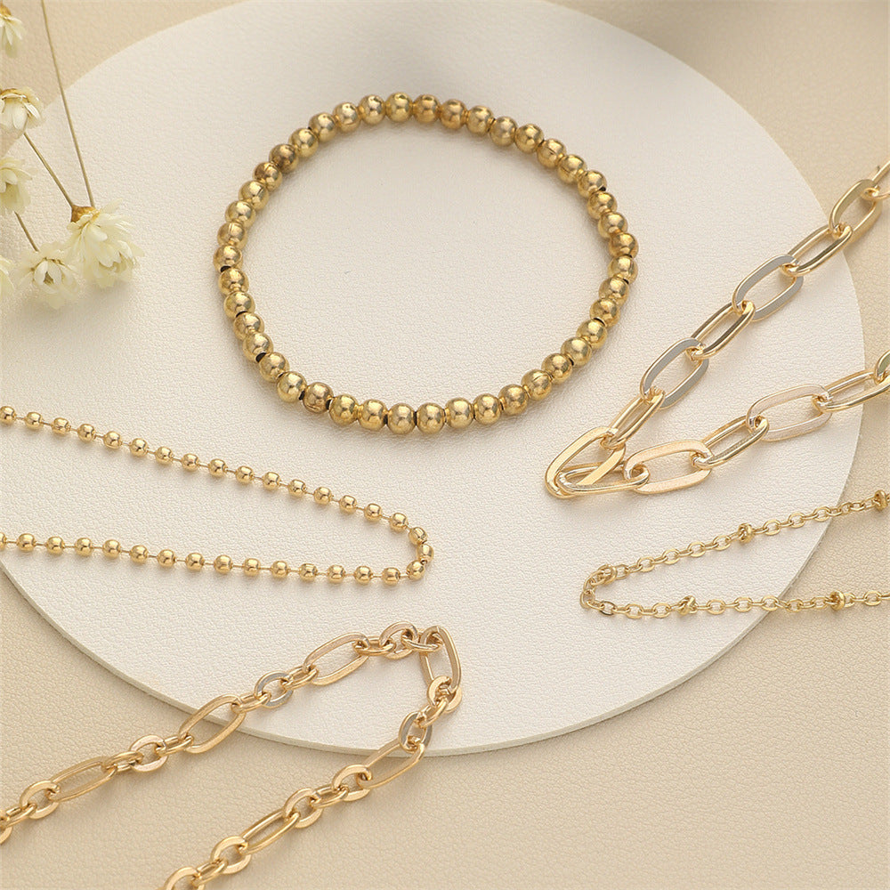 Metallic Beads Chain 5pcs Bracelet Set | Bracelet | Wiccan Center