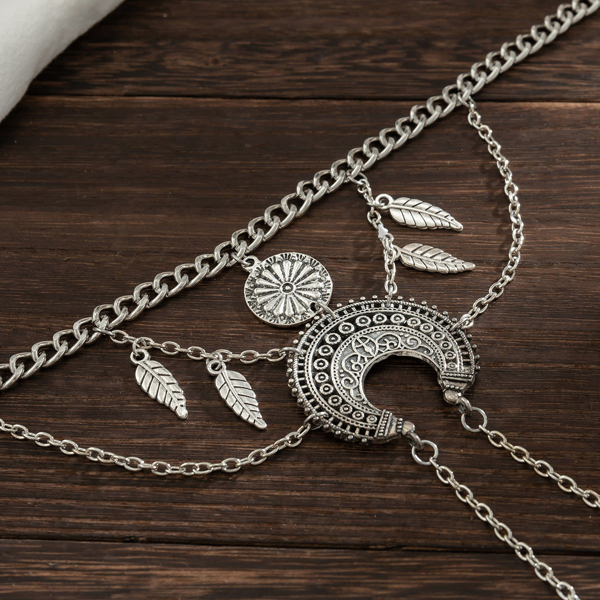 Women's Bohemian Metal Chain Arm Punk Style Vintage Leaves Tassel Bracelets