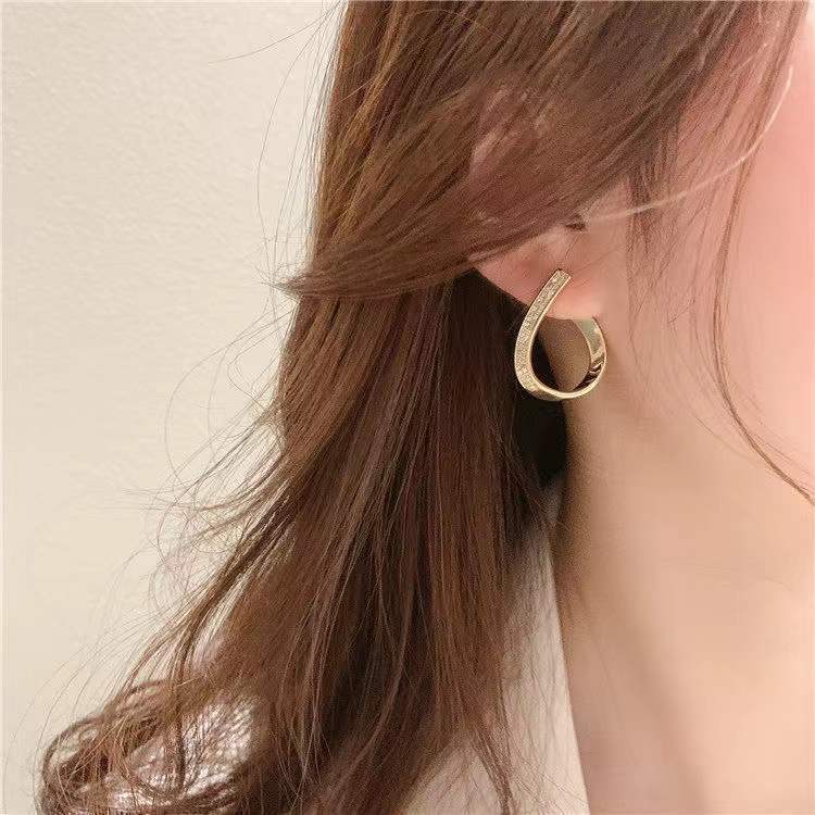Geometric Rhinestone Twisted Simple Drop Studs Earrings | Earring | Wiccan Center