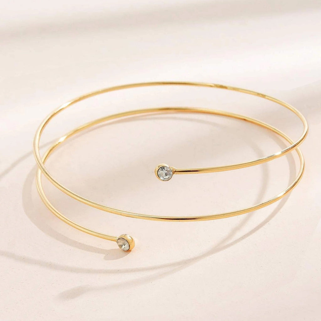 Metal Gem Spiral Diamond Armband Golden Bracelet
