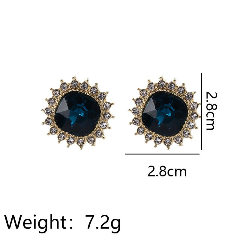 Women Crystal Blue Square Gemstone Earring | Earring | Wiccan Center