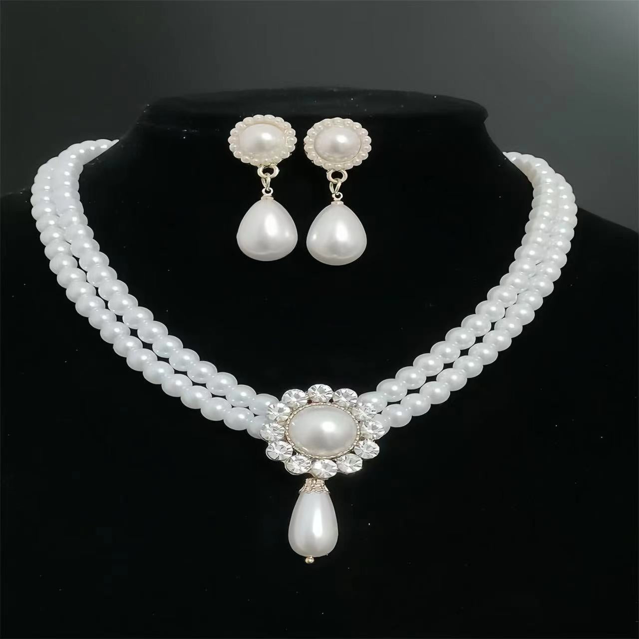 Double Layer Chain Choker Water Drop Pendant Necklace Set | Jewelry Set | Wiccan Center