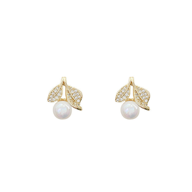 Rhinestone Small Leaf Stud Earrings | Earring | Wiccan Center