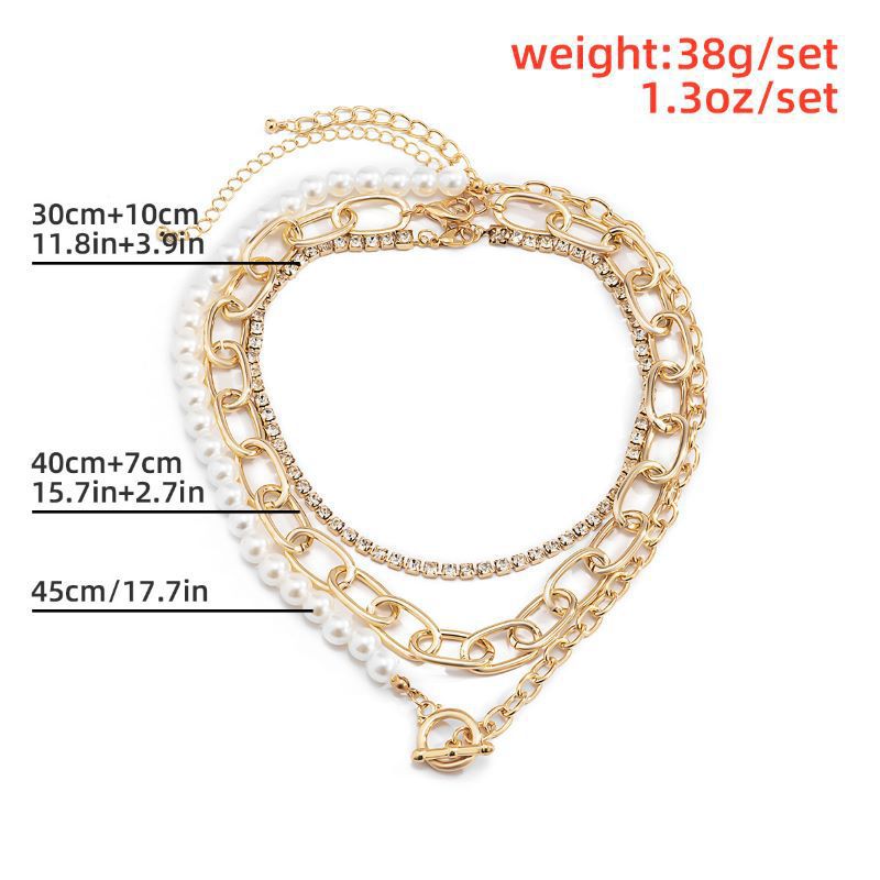 Vintage Baroque Pearl Necklace Rhinestone Collarbone Hip Hop Chain | necklace | Wiccan Center