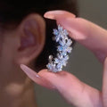 Women's Sparkling Full Rhinestone Flower Bone Niche Design High Class Earrings