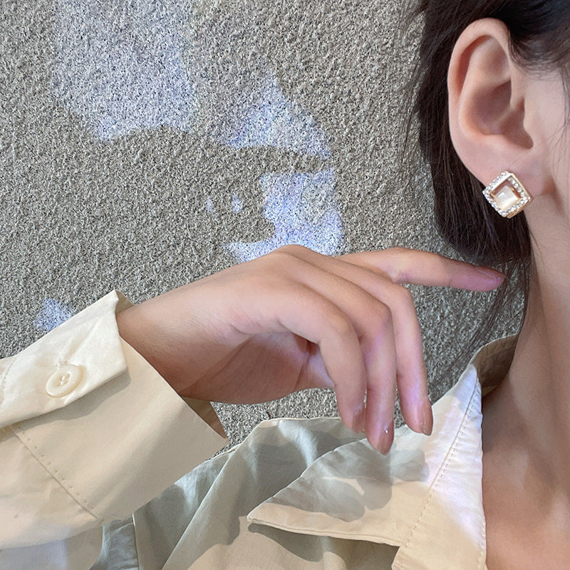 Opal Earrings Geometric Square | Earring | Wiccan Center