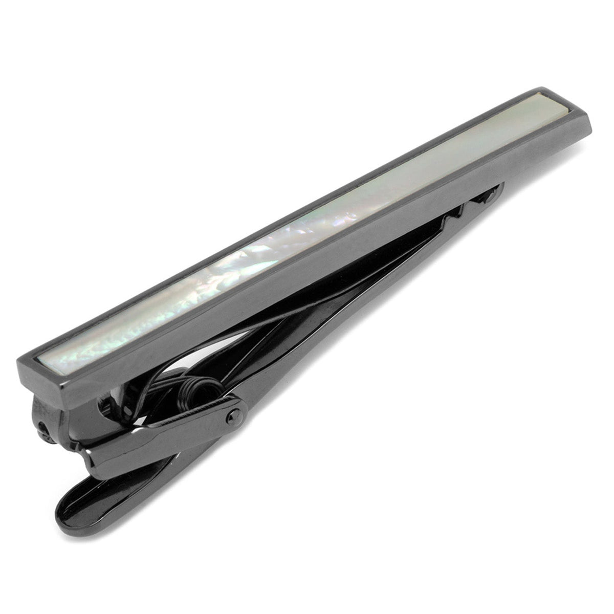 Gunmetal and Mother of Pearl Inlaid Tie Clip | Tie Clip | Wiccan Center