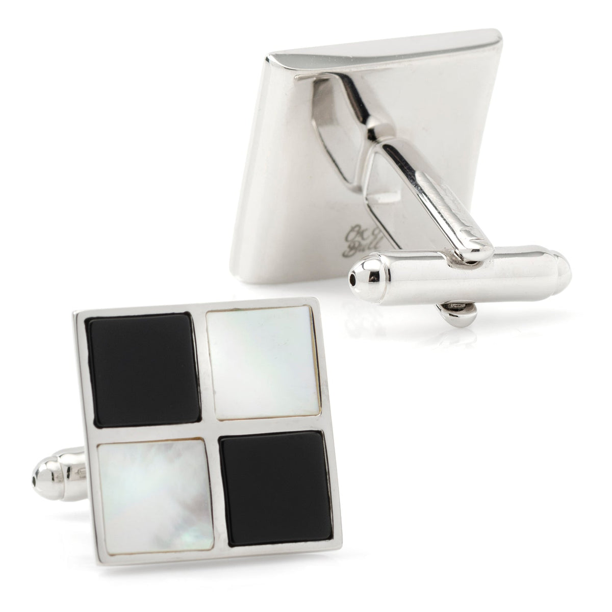 Mother of Pearl and Onyx Check Cufflinks | Cufflinks | Wiccan Center
