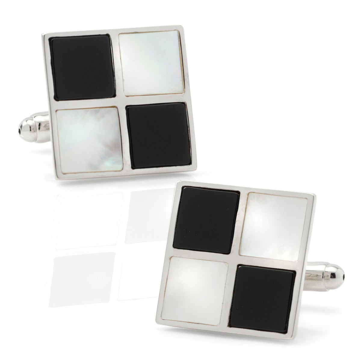 Mother of Pearl and Onyx Check Cufflinks | Cufflinks | Wiccan Center