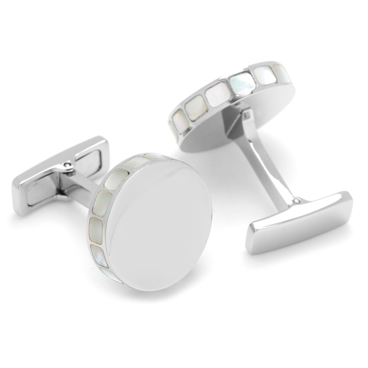Stainless Steel Mother of Pearl Mosaic Engravable Cufflinks | Cufflinks | Wiccan Center