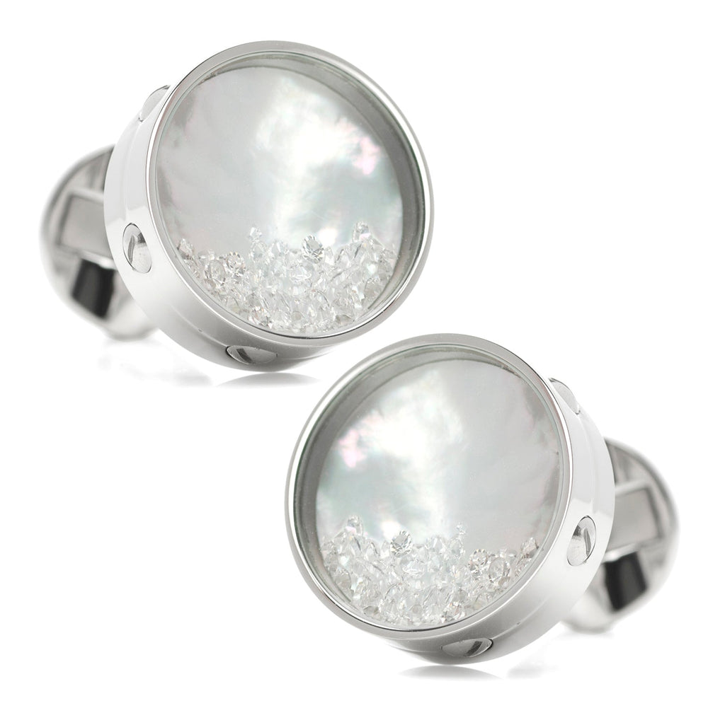 Mother of Pearl Floating Crystals Cufflinks | Cufflinks | Wiccan Center