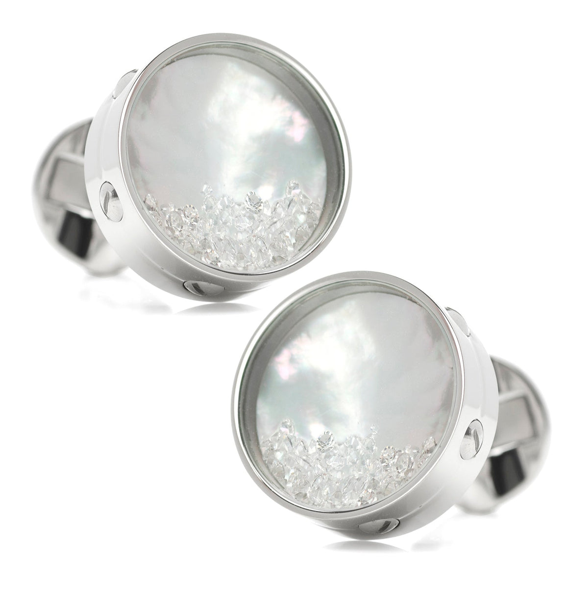 Mother of Pearl Floating Crystals Cufflinks | Cufflinks | Wiccan Center