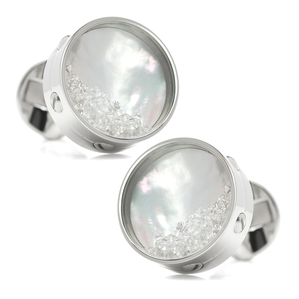 Mother of Pearl Floating Crystals Cufflinks | Cufflinks | Wiccan Center