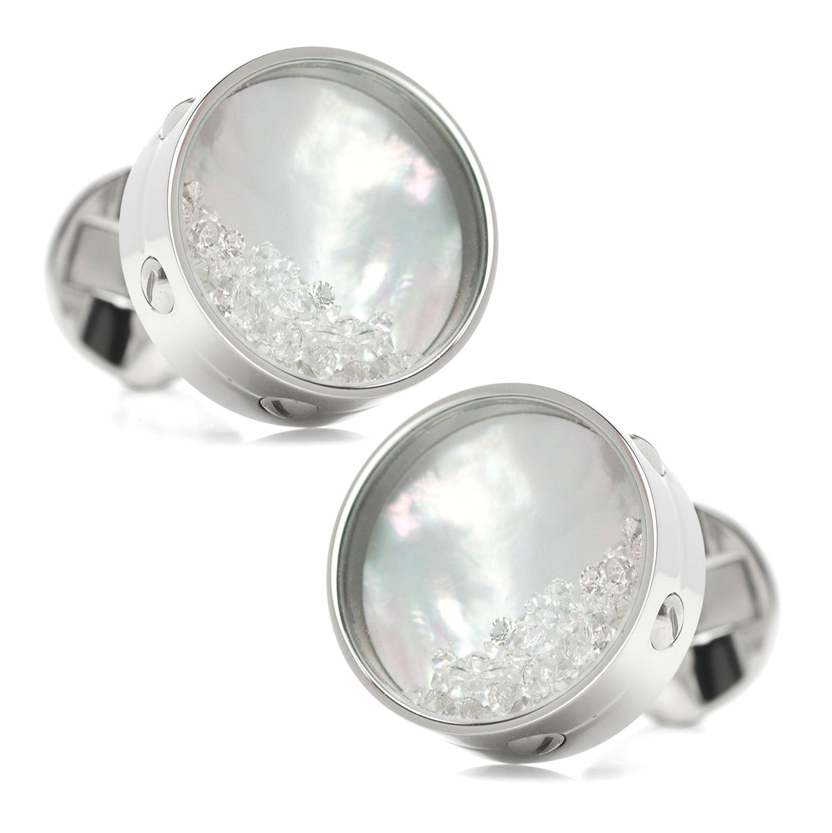 Mother of Pearl Floating Crystals Cufflinks | Cufflinks | Wiccan Center
